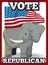Republican Elephant Holding the American Flag, Vector Illustration