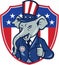 Republican Elephant Mascot Thumbs Up USA Flag Cartoon
