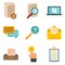 Request icons set flat vector isolated