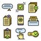 Request icons set vector flat