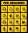 Required Personal Protective Equipment (PPE) Symbol,Safety Icon Isolate On Blcak Background,Vector Illustration EPS.10