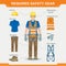 Required safety gear. Overalls. Safety at the construction site