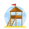 Rescue beach tower. Sea life guard tower. Beach lifeguard house