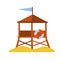 Rescue beach tower. Sea life guard tower. Beach lifeguard house