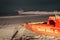 The rescue boat on the beach at night