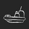 Rescue boat chalk white icon on dark background