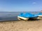 Rescue boat on the shore of the Gulf of Riga of the Baltic Sea