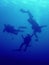 Rescue diver underwater scuba diving