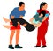 Rescue drowning first aid illustration. Patient woman in unconscious.