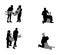 Rescue drowning first aid  silhouette. Patient woman in unconscious. Drunk person overdose party. Sneak attack victim rescue