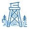 rescue forest tower doodle icon hand drawn illustration