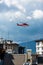 Rescue helicopter flies over Sofia, Bulgaria