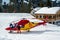 Rescue helicopter in Montafon skiing area