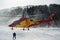 Rescue helicopter in Montafon skiing area