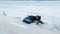 Rescue hovercraft on winter lake