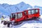 Rescue machine for clearing snow and searching for people after an avalanche. Elbrus. Mountain ranges in the northern Caucasus in