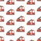 Rescue services. Fire engine cars seamless pattern. Vector childish illustration in scandinavian simple hand-drawn style. The