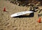 Rescue Surfboard on a Beach in Malibu