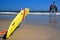 A rescue surfboard is ready to go