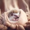Rescued baby hedgehog hog sleeping