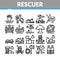 Rescuer Equipment Collection Icons Set Vector Illustrations
