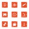 Research advisor icons set, grunge style