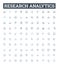 Research analytics vector line icons set. Analytics, Research, Data, Analysis, Metrics, Results, Discoveries