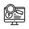 research computer incident line icon vector illustration