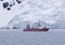 Research ship anchored at Admiralty Bay, King George Island, Antarctica