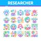 Researcher Business Collection Icons Set Vector Illustrations