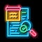 researching and accepting finance audit neon glow icon illustration