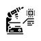 researching microscope semiconductor manufacturing glyph icon vector illustration