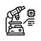 researching microscope semiconductor manufacturing line icon vector illustration