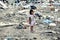 RESEN, MACEDONIA -  JULY 23 : Unidentified child is holding magazine paper in a garbage dump