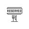 Reserved restaurant table line icon