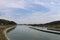 Reservoir with a clear sky background