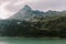 Reservoir lake with mountains epic landscape