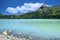 Reservoir lake with mountains epic landscape. Idyllic reservoir Kops lake at 1800 m in austrian Galtur, Vorarlberg