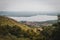 Reservoir Nove mlyny with small village Pavlov from lookout. Palava, Czech republic