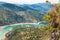 Reservoir Pantano De Siurana, Tarragona, Catalunya, Spain. Top view.