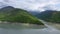 A reservoir among the picturesque mountains.