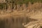 Reservoir of Vadiello with poplars Populus sp on the shore.