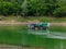 Reservoir which has become a lake with greenish water