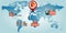 Reshoring concept. Factories companies come home. Increased protectionism. Self-sufficiency. Automated supply chain. world map