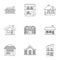 Residence icons set, outline style