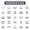 Residence line icons, signs, vector set, linear concept, outline illustration