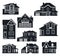 Residences building vector isolated silhouettes