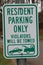 Resident Parking Only Sign