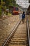 Resident of the train track slums of central Jakarta, Indonesia