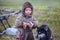 A resident of the tundra, The extreme north, the pasture of Nenets people, children on vacation playing near reindeer pasture